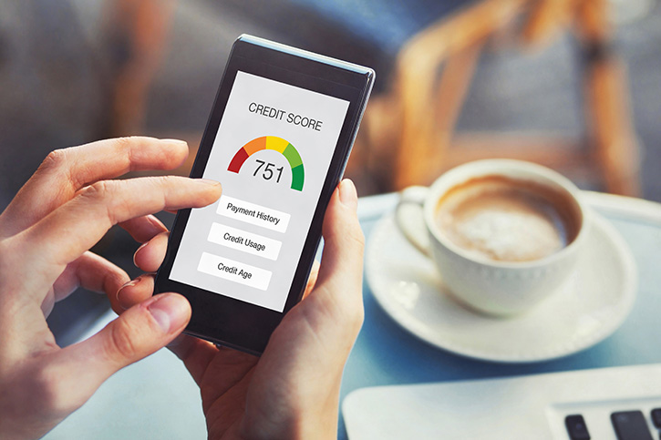 credit score concept on the screen of smartphone