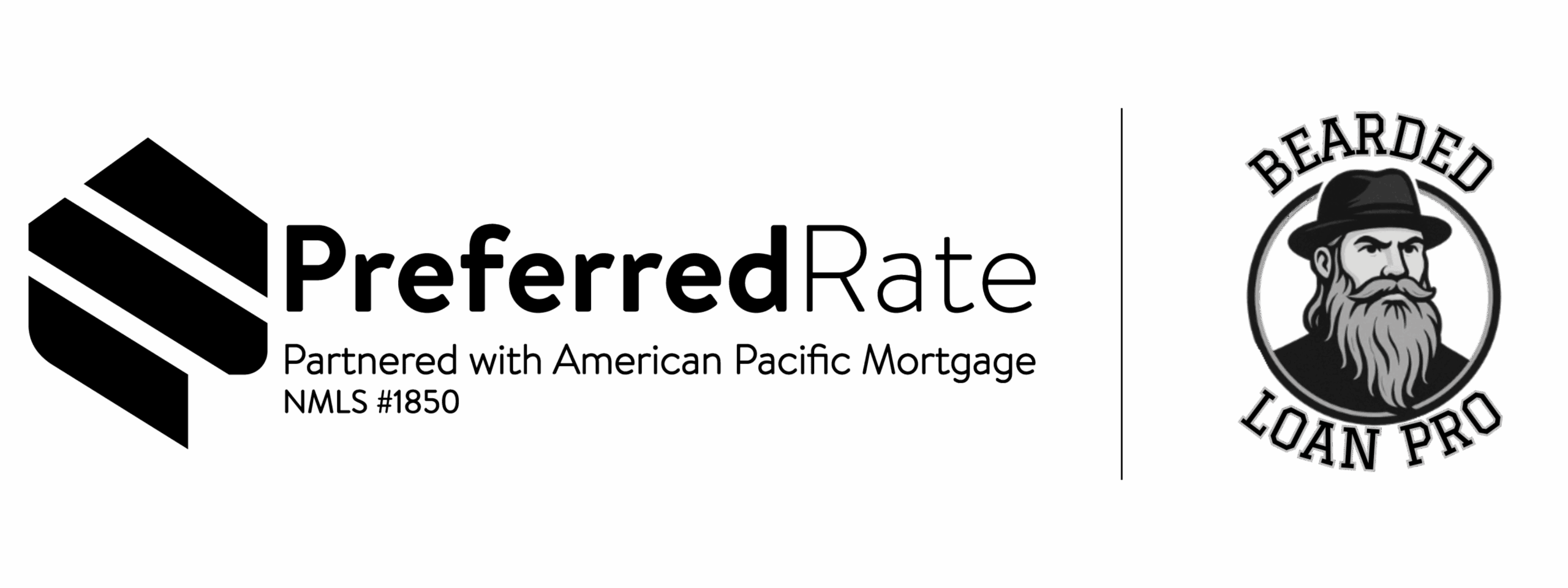 Preferred Rate logo featuring American Public Mortgage and Bearded Loan Pro.